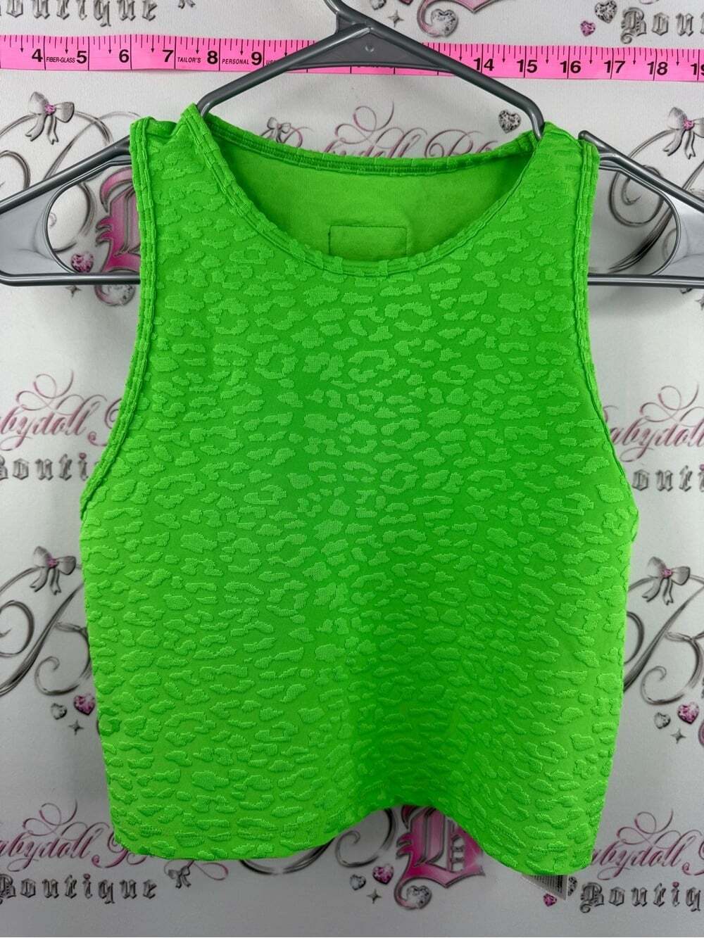 Zumba Fitness tank top cheetah leopard lime green Neon Lime Textured Crop Tank